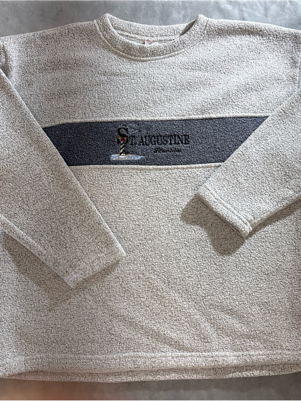 ESY 90’s Vintage St. Augustine Textured Crewneck Sweater in Light Gray